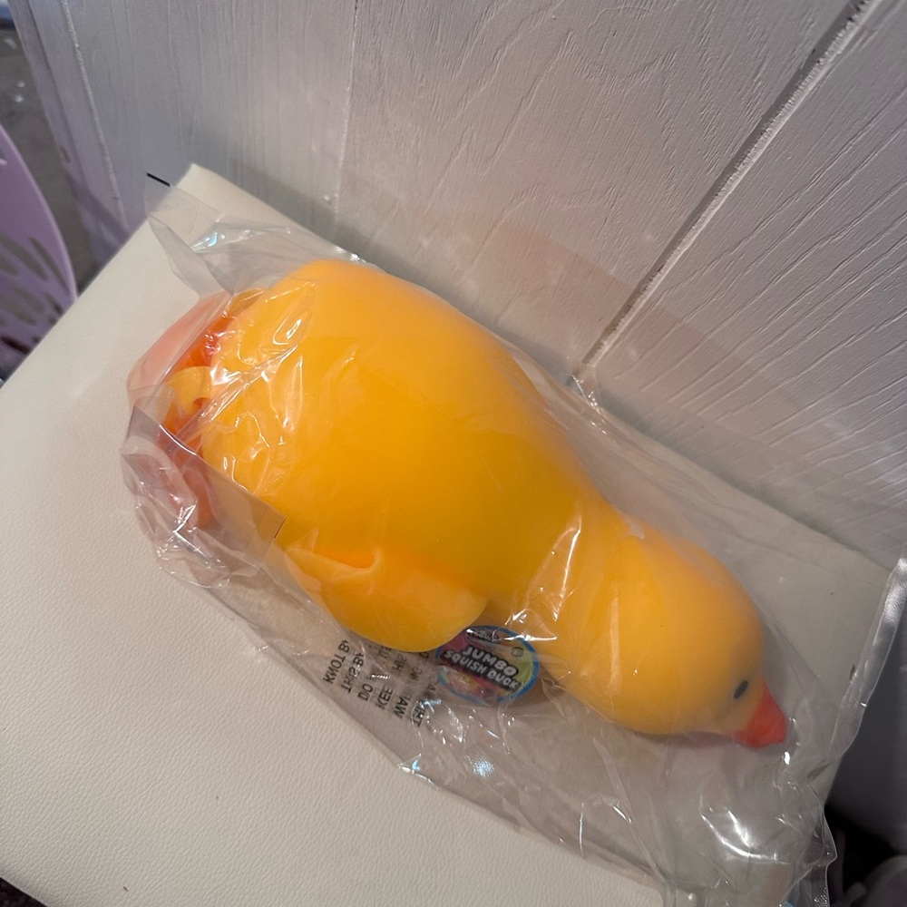 Yellow Squishy Duck Toy - Soft Squeeze - Picture 3 of 3